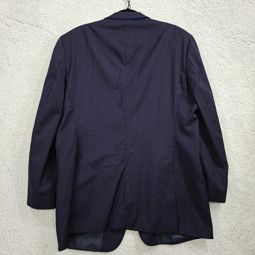 Boss Hugo‎ Boss Navy Light Blue Pinstripe Wool Coat Blazer Double Vented 44R